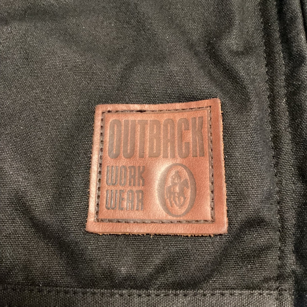 Men's Black Outback work Jacket with Brown Collar - Picture 10 of 11